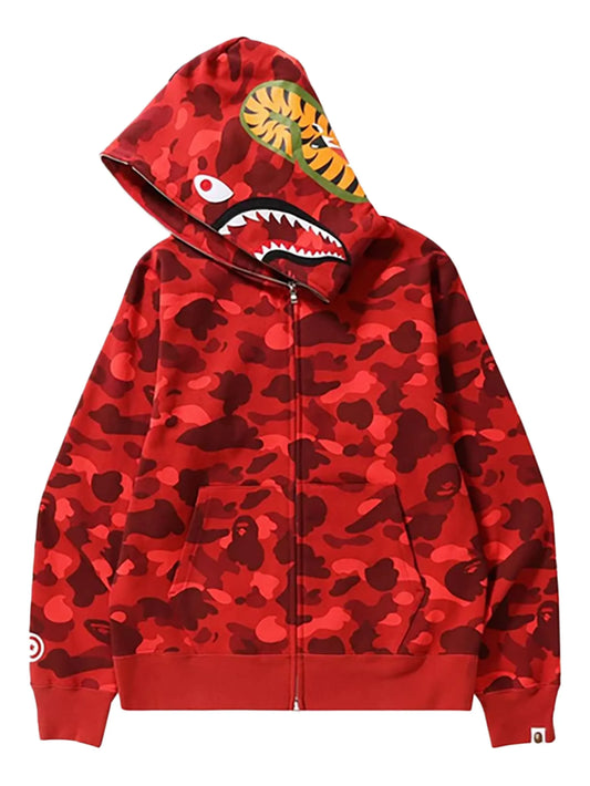 A BATHING APE® Camo Shark zip-up hoodie
