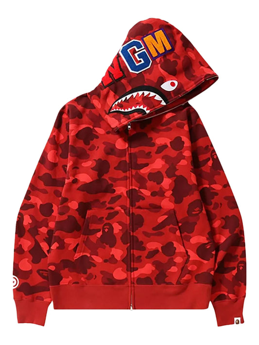 A BATHING APE® Camo Shark zip-up hoodie